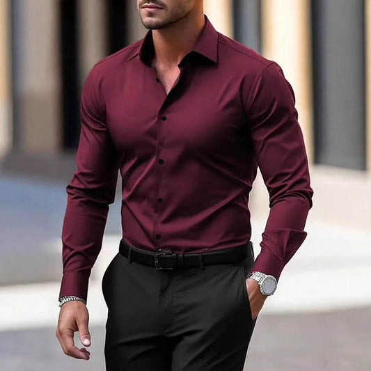 Buycenter Men's Slim Fit Long Sleeve Shirt - Stylish Business Casual Wear - Buy Center US