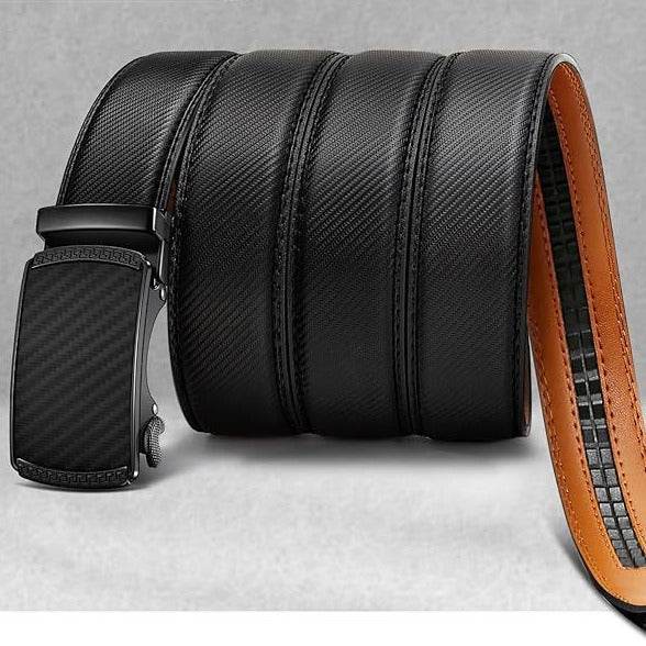 Buycenter Men's Leather Belt - Versatile Cowhide Automatic Buckle, Black - Buy Center US