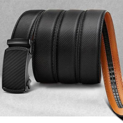 Buycenter Men's Leather Belt - Versatile Cowhide Automatic Buckle, Black - Buy Center US
