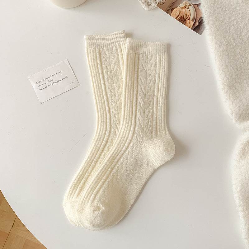 Milky White Twist Wool Socks for Children - Comfortable and Stylish - Buy Center US