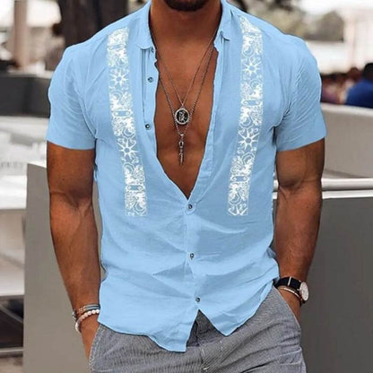 Buycenter Men's Hawaiian Shirt - Striped Beach Short Sleeve Casual Attire - Buy Center US