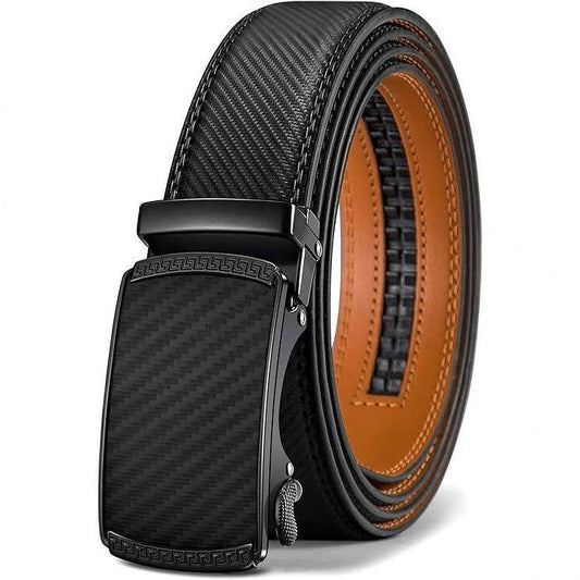 Buycenter Men's Leather Belt - Versatile Cowhide Automatic Buckle, Black - Buy Center US