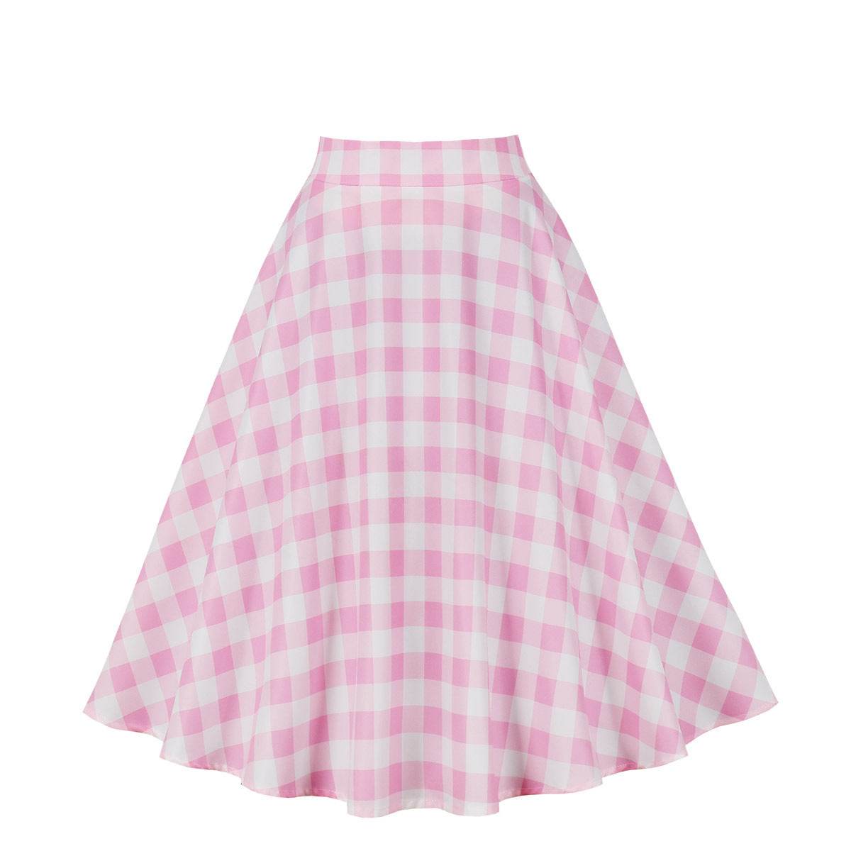 Plus Size Plaid A-Line Skirt - High Waist, Mid-Length for Women - Buy Center US