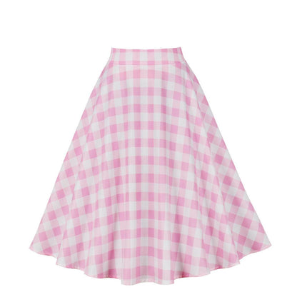 Plus Size Plaid A-Line Skirt - High Waist, Mid-Length for Women - Buy Center US