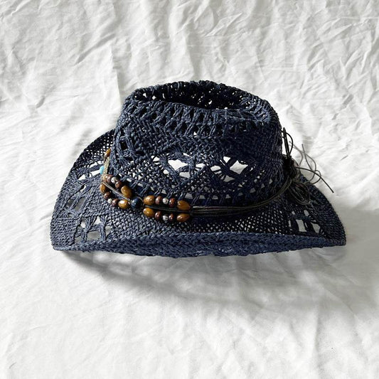 Handmade Gem Aster Straw Hat - Summer Sun Protection, Conical Crown - Buy Center US