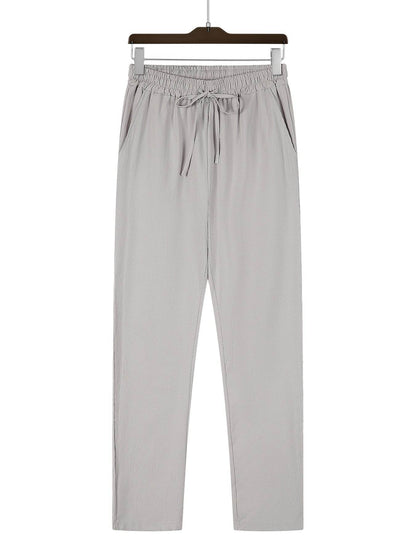 Casual Loose Pants for Men - Micro-Elastic Mid Waist in Solid Colors - Buy Center US