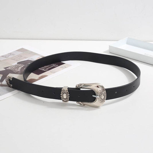 Niche Design Women’s Carved Belt - Retro Style PU Leather, Black - Buy Center US