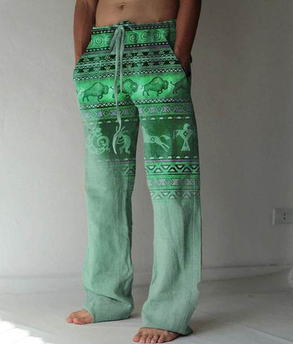 Men's Loose Casual Linen Pants - Printed, Comfortable, Available in Sizes S-6XL - Buy Center US
