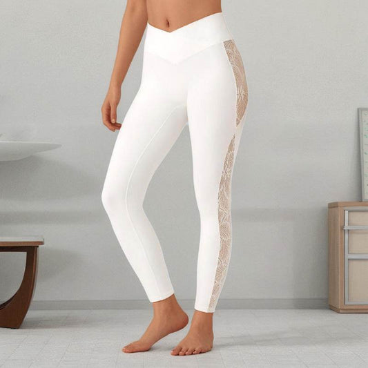 Slim Lace Stitching Yoga Leggings - High Top Fitness Pants for Women - Buy Center US