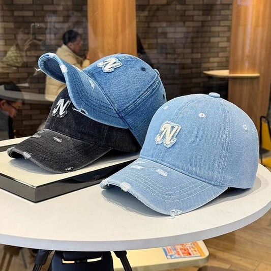Embroidered Denim Baseball Cap - Women's Adjustable Sun Hat for All Seasons - Buy Center US