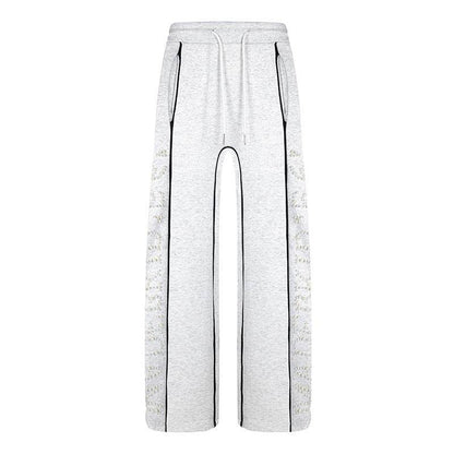 Casual Loose Hot Diamond Letter Stripes Sports Pants for Men - Buy Center US