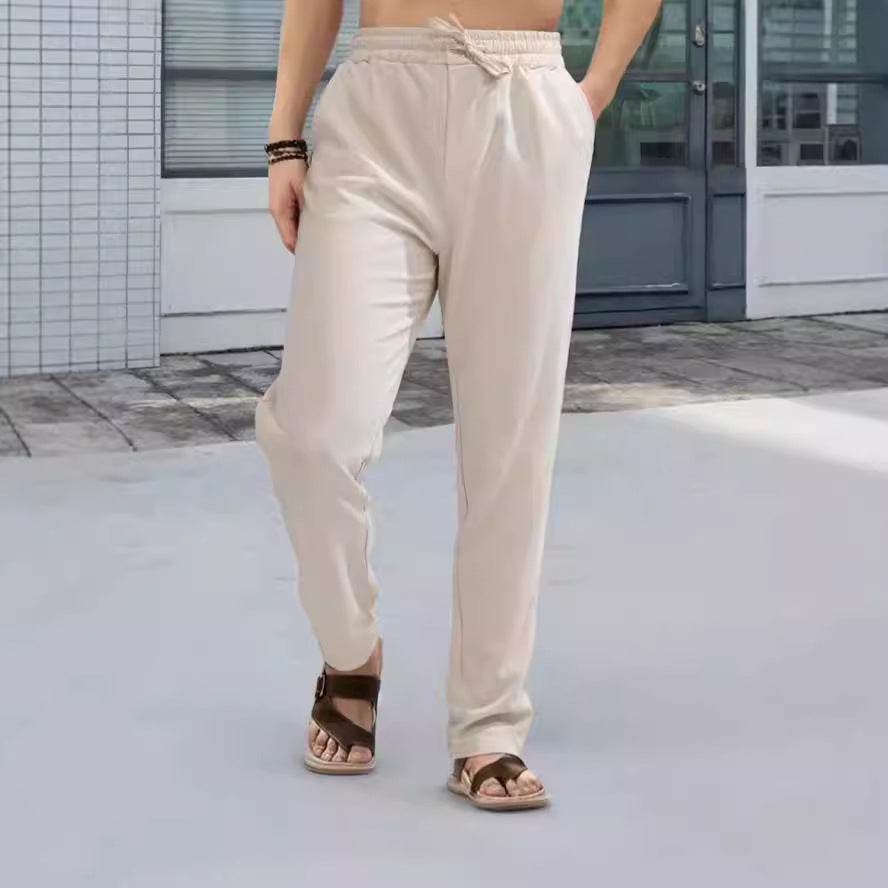 Casual Loose Pants for Men - Micro-Elastic Mid Waist in Solid Colors - Buy Center US