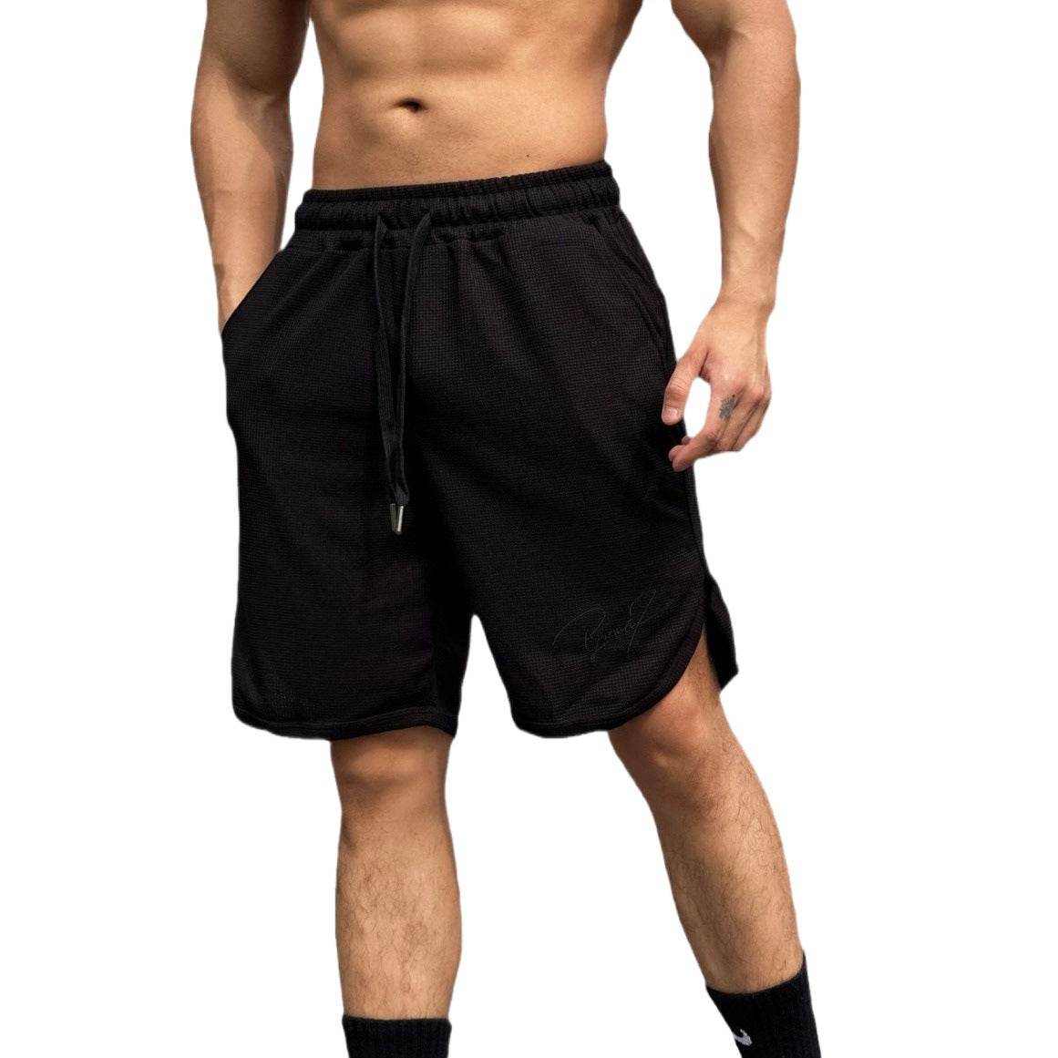 Buycenter Men's Casual Shorts - Solid Color Waffle Fitness Running Shorts - Buy Center US