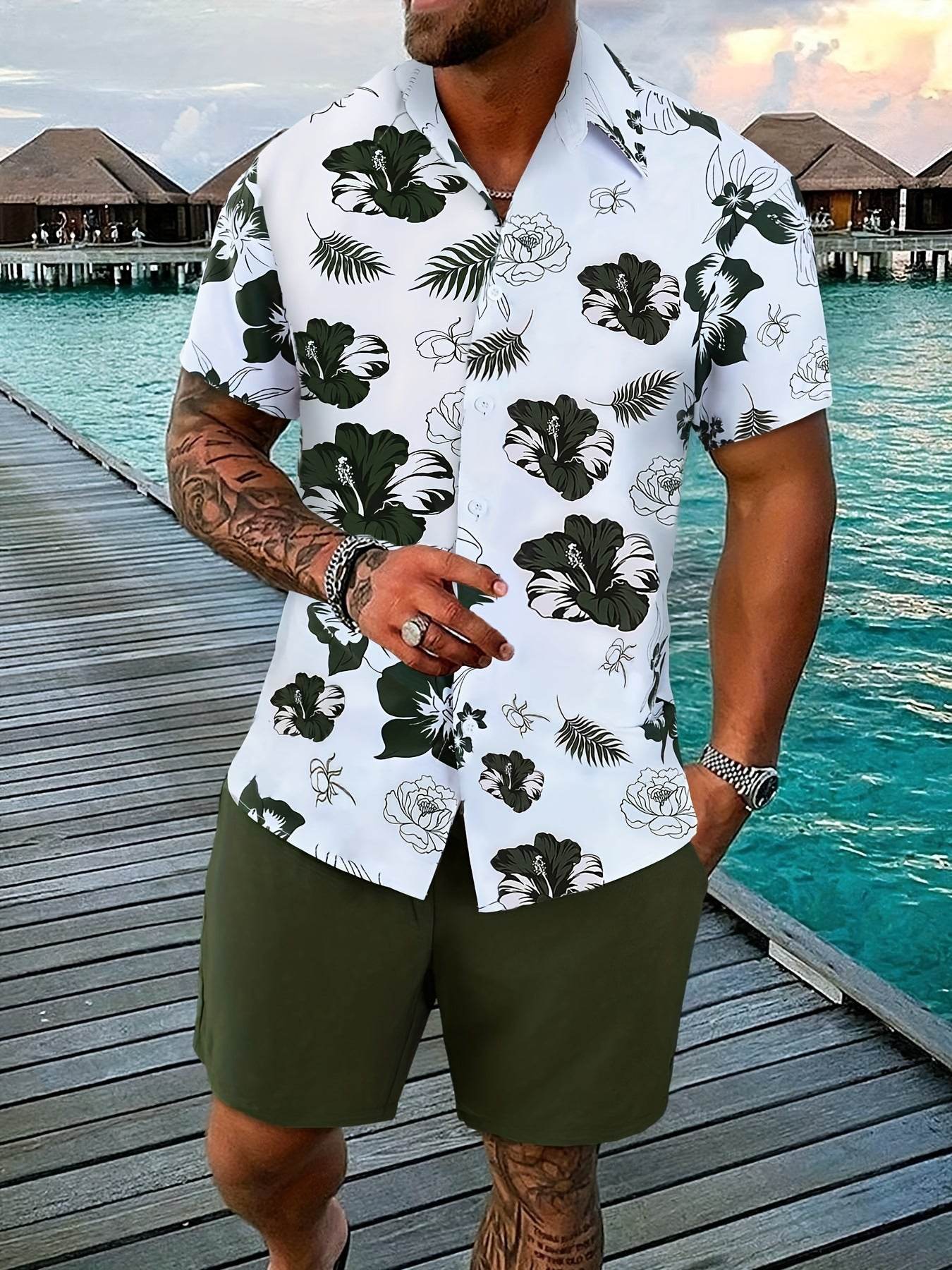 Buycenter Gradient 3D Printing Shorts Set - Stylish Outdoor Short-Sleeved Wear - Buy Center US
