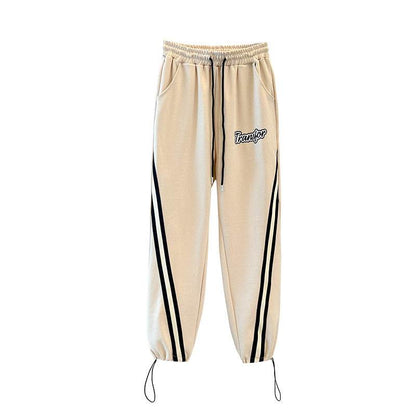 Plus Size Women's Ankle-Tied Straight Trousers - Cotton, Elastic Waist - Buy Center US