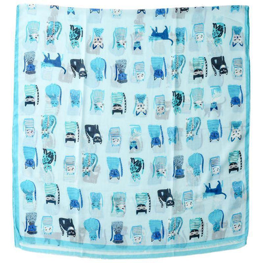 Cute Kitten Paradise Silk Scarf - Stylish Tassel Design for All Seasons - Buy Center US