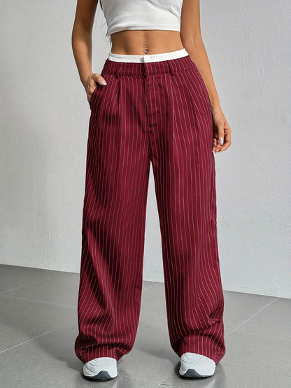 Casual Loose Straight-Leg Pants - High Waist, Multiple Colors Available - Buy Center US