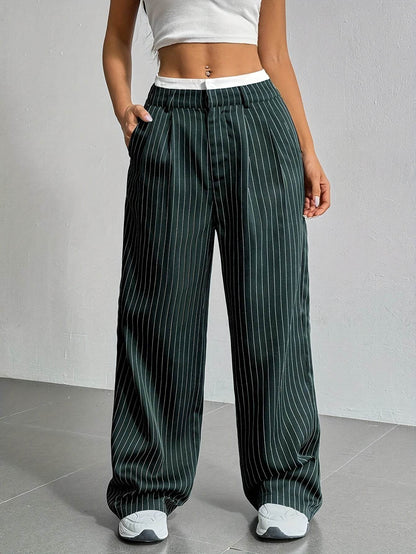 Casual Loose Straight-Leg Pants - High Waist, Multiple Colors Available - Buy Center US