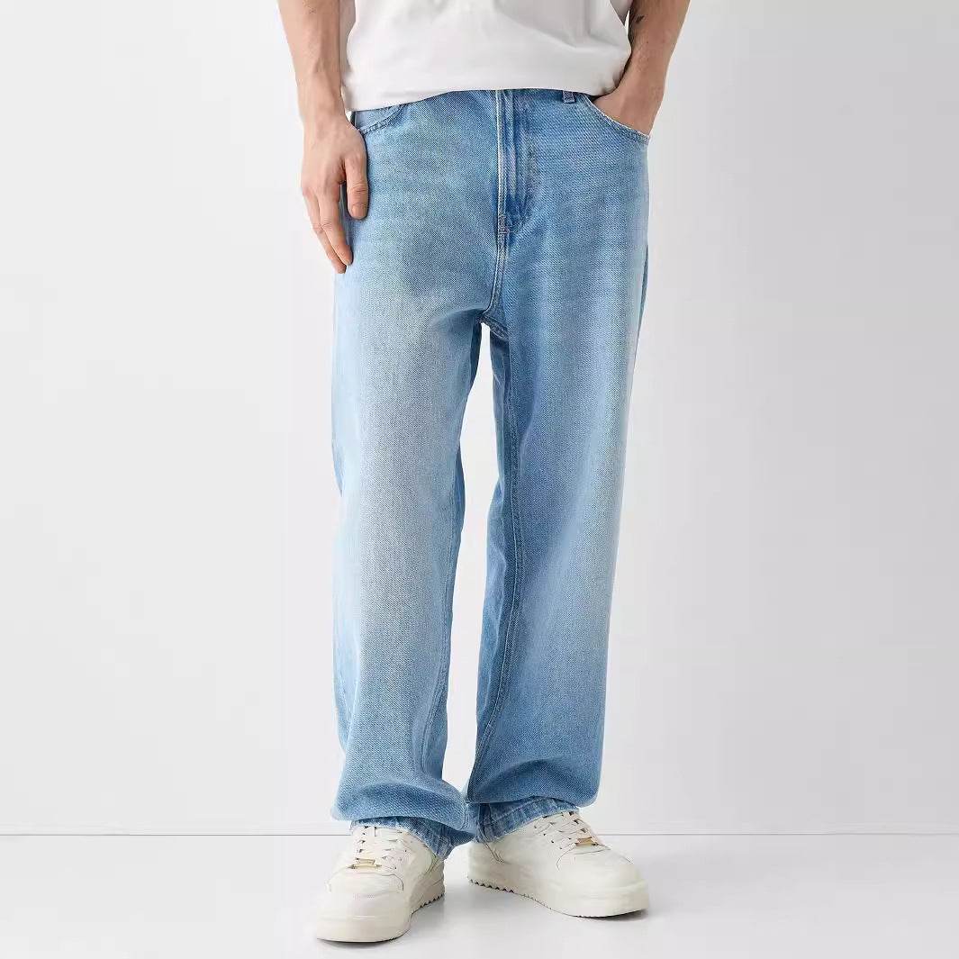 Buycenter Men's Straight Jeans - Casual High Waist Trousers for Youth - Buy Center US