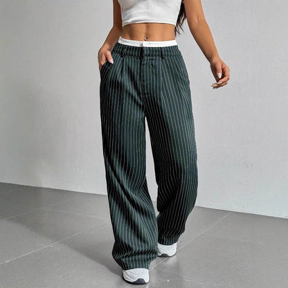 Casual Loose Straight-Leg Pants - High Waist, Multiple Colors Available - Buy Center US