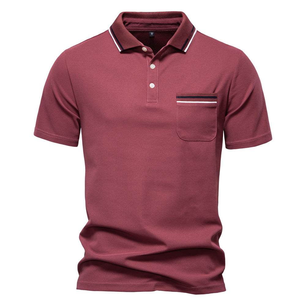 Men's Short-Sleeved Striped Polo Shirt - Casual Business Top for Summer - Buy Center US