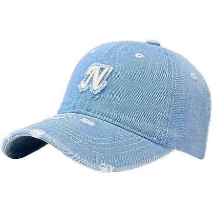 Embroidered Denim Baseball Cap - Women's Adjustable Sun Hat for All Seasons - Buy Center US