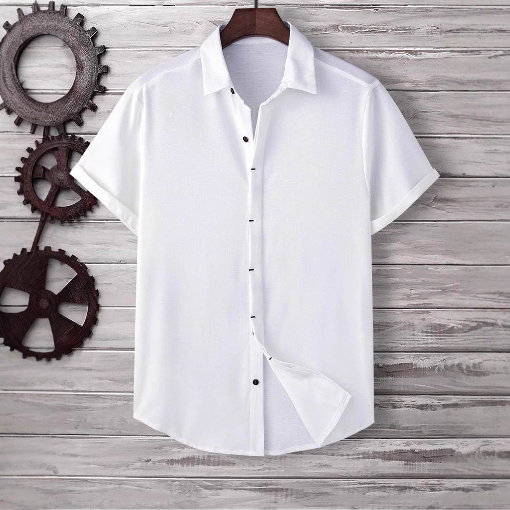Buycenter Men's Short Sleeve Loose Shirt - Solid Colors & Slim Fit - Buy Center US