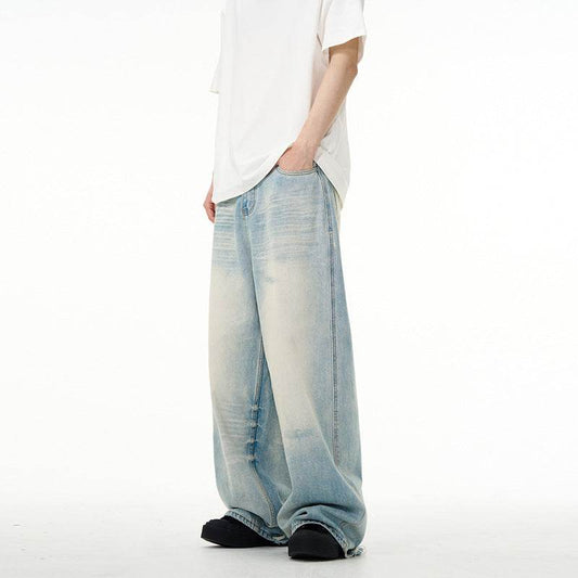 Water Washed Wide Jeans for Men and Women - Mid Waist, Micro Elasticity - Buy Center US