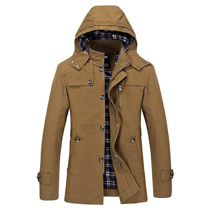 Buycenter Men's Trench Coat - Stylish Solid Color Spring & Autumn Jacket - Buy Center US