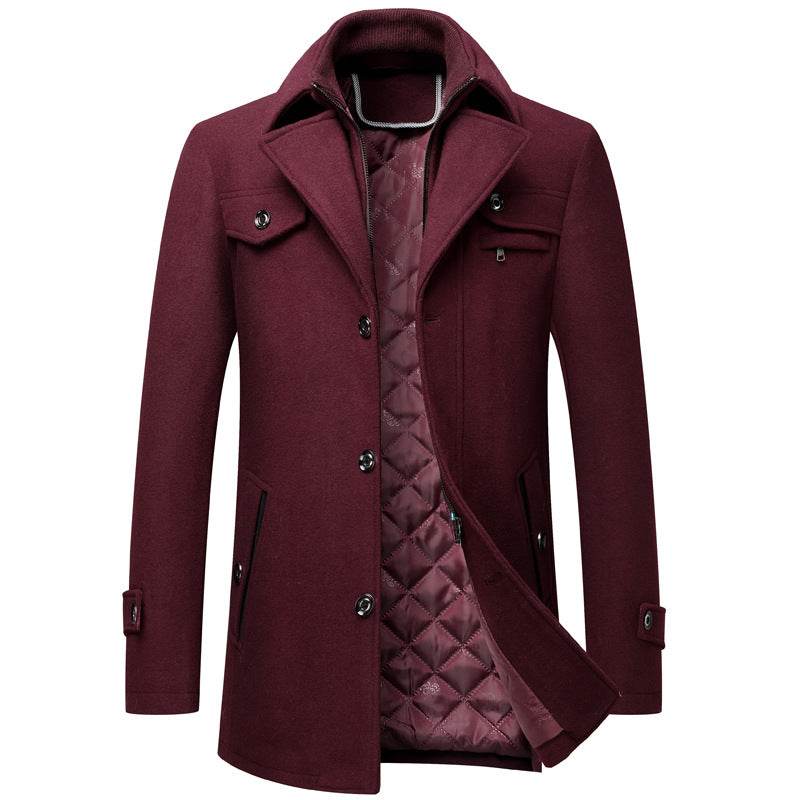 Buycenter Men's Woolen Overcoat Jacket - Thickened, Stylish & Versatile - Buy Center US