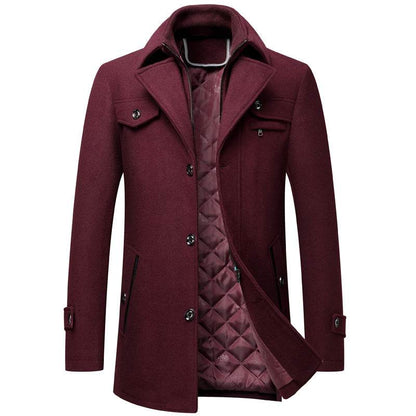 Buycenter Men's Woolen Overcoat Jacket - Thickened, Stylish & Versatile - Buy Center US