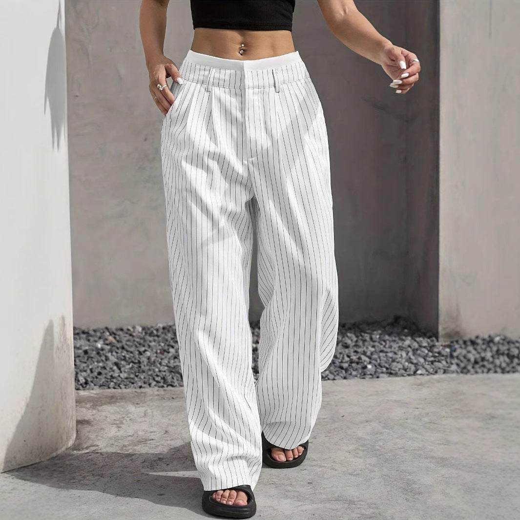 Casual Loose Straight-Leg Pants - High Waist, Multiple Colors Available - Buy Center US