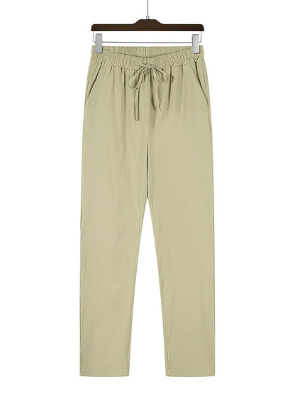 Casual Loose Pants for Men - Micro-Elastic Mid Waist in Solid Colors - Buy Center US