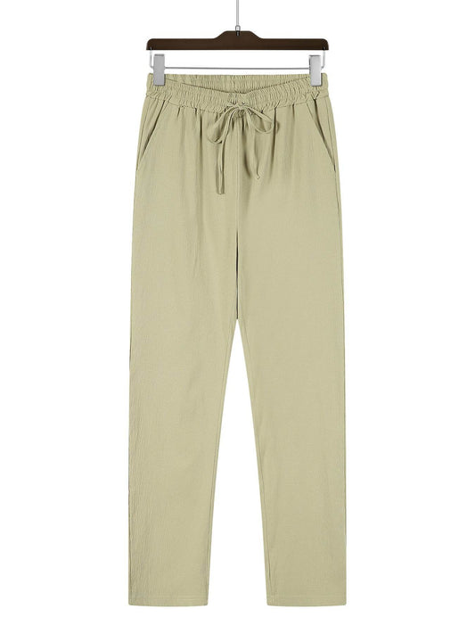 Casual Loose Pants for Men - Micro-Elastic Mid Waist in Solid Colors - Buy Center US