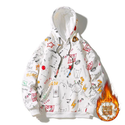 Buycenter Hooded Fleece-Lined Graffiti Sweater for Men - Casual Style - Buy Center US