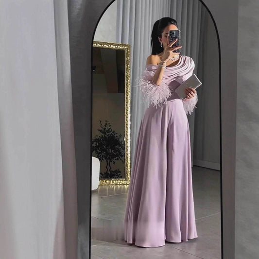 Elegant Feather Stitching Jumpsuit - High Waist in Lotus Root Pink & Gray Green - Buy Center US
