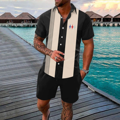 Buycenter Gradient 3D Printing Shorts Set - Stylish Outdoor Short-Sleeved Wear - Buy Center US