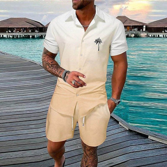 Buycenter Gradient 3D Printing Shorts Set - Stylish Outdoor Short-Sleeved Wear - Buy Center US