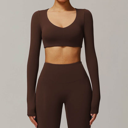 Women's Quick-Drying Long Sleeve V-Neck Top - Fitness & Yoga T-Shirt - Buy Center US