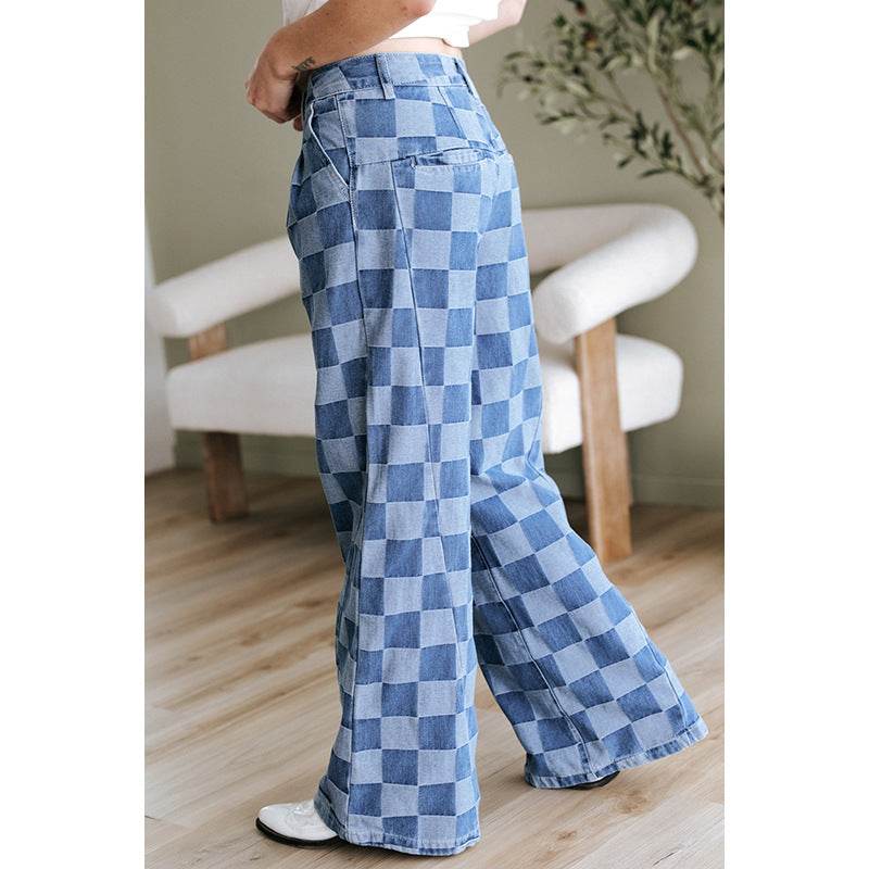 Loose High Waist Wide-Leg Casual Pants for Women - Light Blue Style - Buy Center US