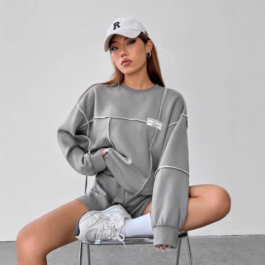 Casual Loose Round Neck Women's Sweater - Korean Style, Lantern Sleeves - Buy Center US