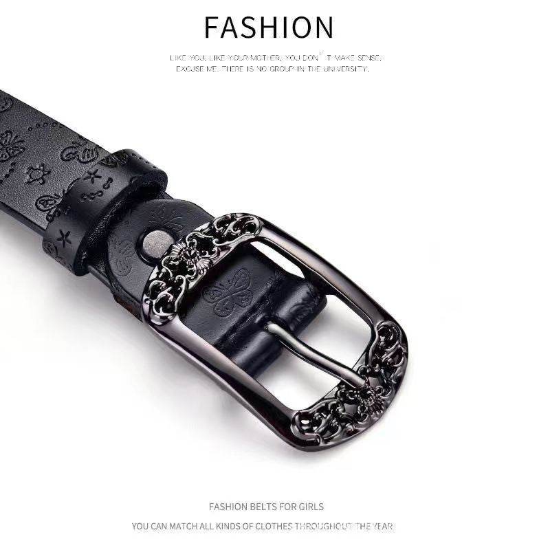Elegant Retro Pin Buckle Printed Belt - PU Leather Casual Jeans Accessory - Buy Center US