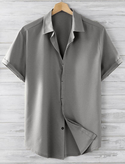 Buycenter Men's Short Sleeve Loose Shirt - Solid Colors & Slim Fit - Buy Center US