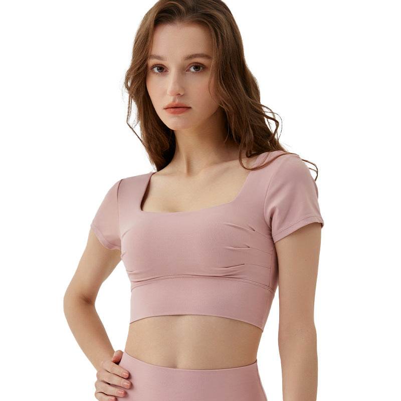Women's Hollow-out Yoga Top - Short Sleeve with Removable Chest Pad - Buy Center US