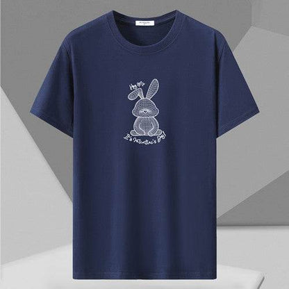 Spring Men’s Loose Half Sleeve Shirt - Plus Size Round Neck Cotton Tee - Buy Center US