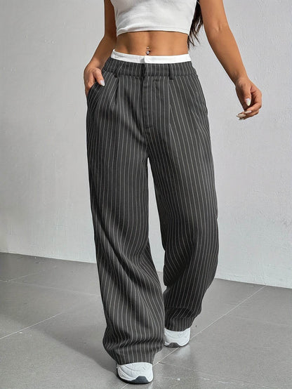 Casual Loose Straight-Leg Pants - High Waist, Multiple Colors Available - Buy Center US