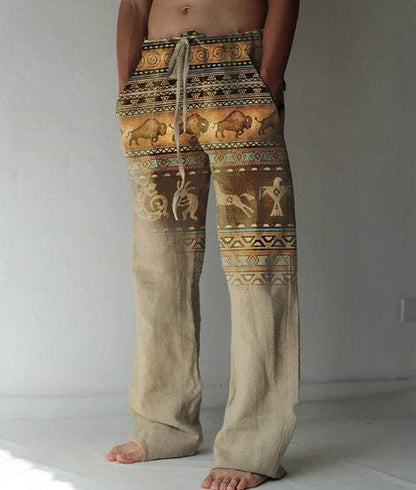 Men's Loose Casual Linen Pants - Printed, Comfortable, Available in Sizes S-6XL - Buy Center US
