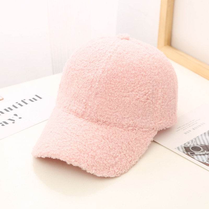 Korean Style Lambswool Baseball Cap for Women - Summer Solid Color - Buy Center US