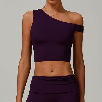 Women's Irregular Shoulder Yoga Vest - Eco-Friendly Sports Underwear - Buy Center US