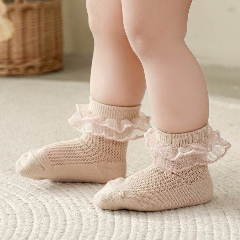 Breathable Lace Girls' Socks - Fashionable Cotton Styles in 5 Colors - Buy Center US